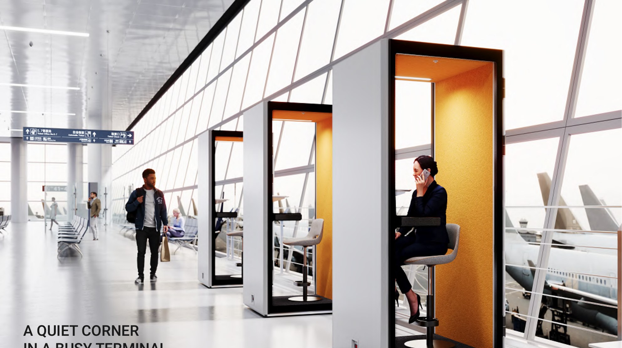 Pods in airport terminal